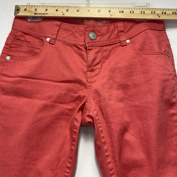AMERICAN RAG Cie Low-Rise Skinny Leg Ankle Zip Jeans Women Size 3R Coral Stretch - Picture 3 of 16